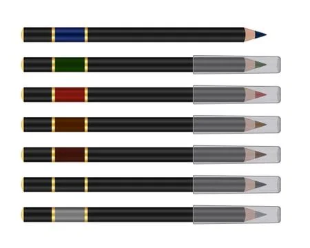 Vector set of cosmetic pencil Stock Illustration