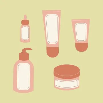 Vector set of cosmetics in flat style Stock Illustration