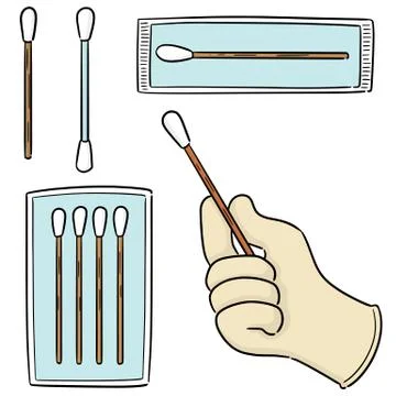 Vector set of cotton swab Stock Illustration