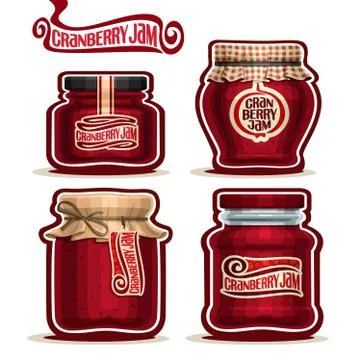 Vector set of Cranberry Jam Stock Illustration