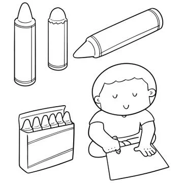 Vector set of crayons Stock Illustration