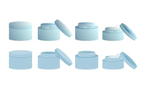 Vector set of cream jars in gradient and flat styles. Stock Illustration