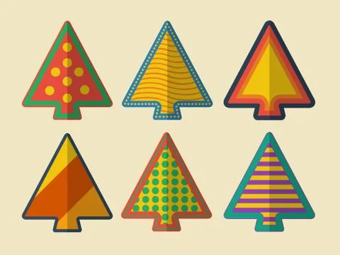 Vector set of creative christmas trees Stock Illustration