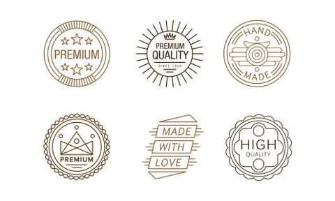 Vector set of creative linear label for handmade goods. Made with love. Elements Stock Illustration