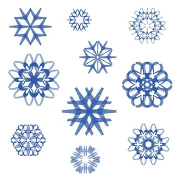 Vector set creative snowflakes. Illustrazione stock