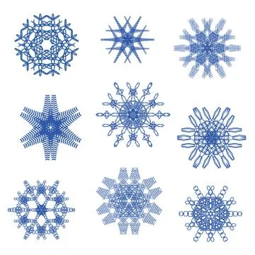 Vector set creative snowflakes. Illustrazione stock