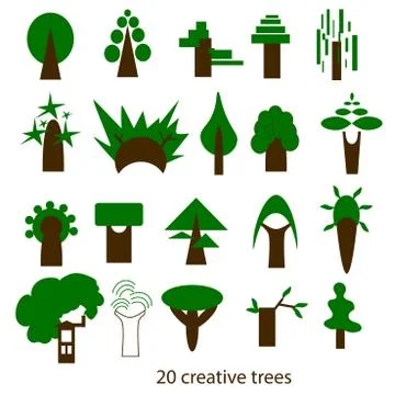 Vector set of creative trees. Icons Stock Illustration