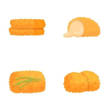 Vector set of crispy chicken nuggets in various shapes with dipping sauce Illustrazione stock