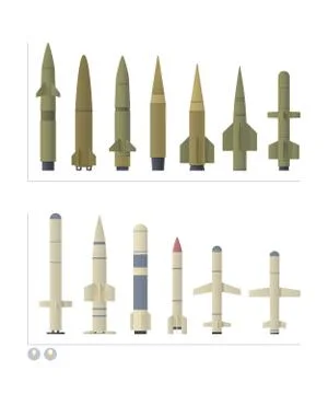 Vector set of the cruise and ballistic missiles on white Stock Illustration
