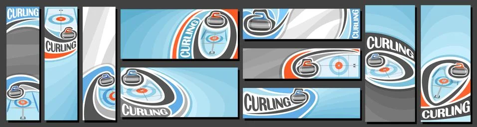 Vector set of Curling Banners Stock Illustration