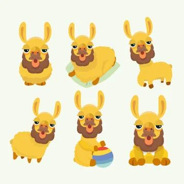 Vector set with cute alpacas. Stock Illustration