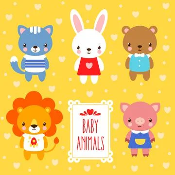 Vector set of cute baby animals. Illustrazione stock