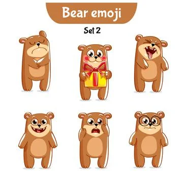Vector set of cute bear characters. Stock Illustration