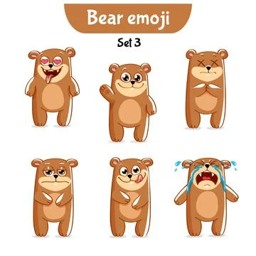 Vector set of cute bear characters. Stock Illustration
