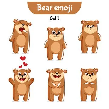 Vector set of cute bear characters. Stock Illustration
