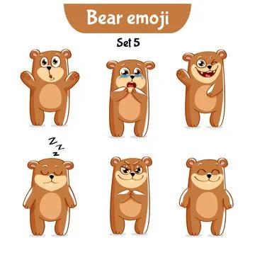 Vector set of cute bear characters. Stock Illustration