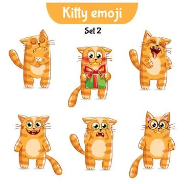 Vector set of cute cat characters. Stock Illustration