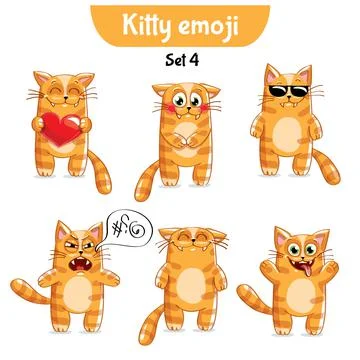 Vector set of cute cat characters. Stock Illustration