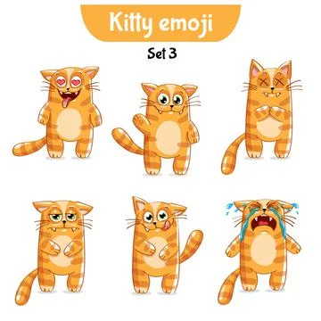 Vector set of cute cat characters. Stock Illustration