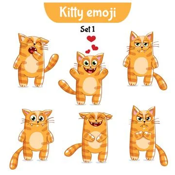 Vector set of cute cat characters. Stock Illustration