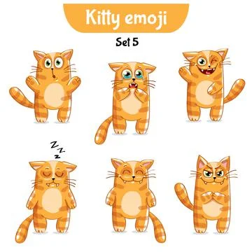 Vector set of cute cat characters. Stock Illustration