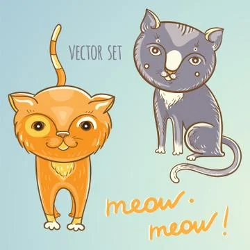 Vector set with cute cats Stock Illustration