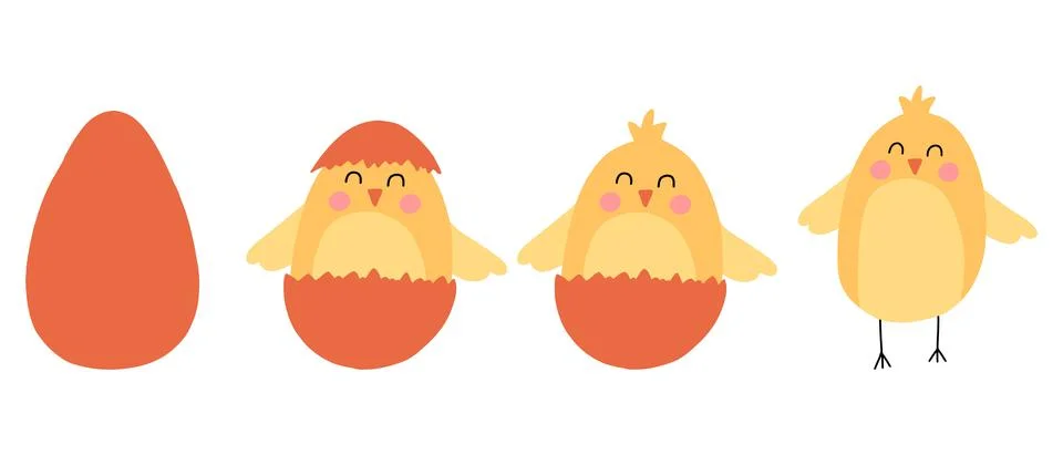 Vector set of cute chickens. Stock Illustration