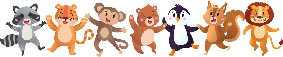 Vector Set of cute dancing animals 스톡 일러스트