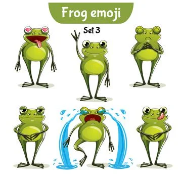 Vector set of cute ffrog characters. Stock Illustration