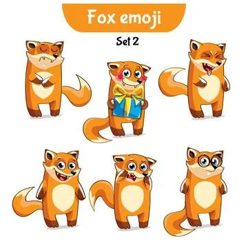 Vector set of cute fox characters. Stock Illustration