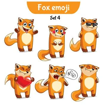 Vector set of cute fox characters. Stock Illustration