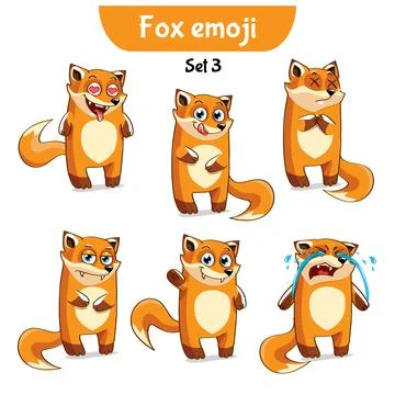 Vector set of cute fox characters. Stock Illustration