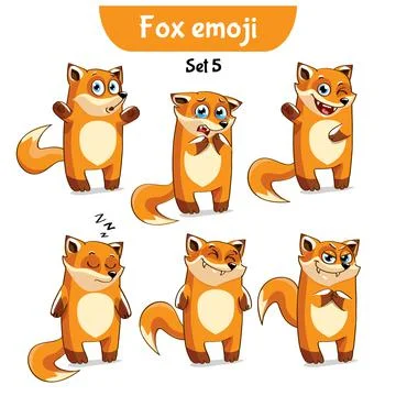 Vector set of cute fox characters. Stock Illustration