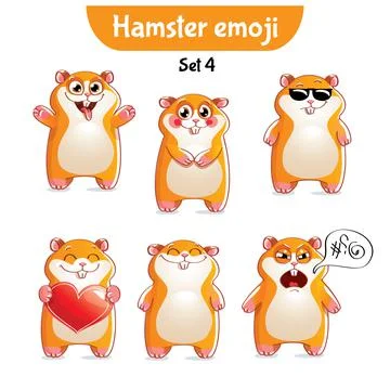 Vector set of cute hamster characters. Stock Illustration