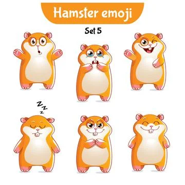 Vector set of cute hamster characters. Stock Illustration