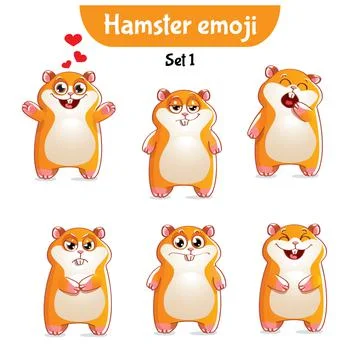 Vector set of cute hamster characters. Stock Illustration