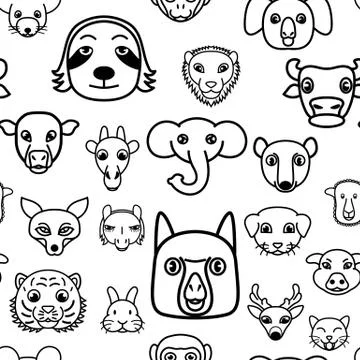 Vector set of cute kawaii cartoon animals. イラスト素材