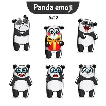 Vector set of cute panda characters. Stock Illustration