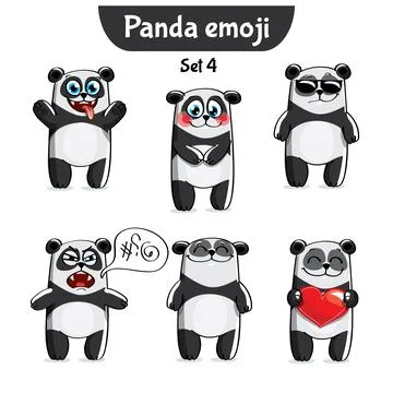 Vector set of cute panda characters. Stock Illustration