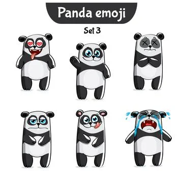 Vector set of cute panda characters. Stock Illustration