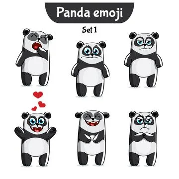 Vector set of cute panda characters. Stock Illustration