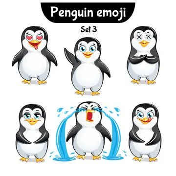 Vector set of cute penguin characters. Stock Illustration