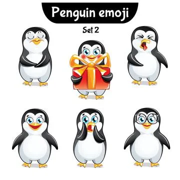 Vector set of cute penguin characters. Stock Illustration