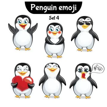 Vector set of cute penguin characters. Stock Illustration