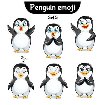Vector set of cute penguin characters. Stock Illustration