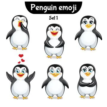 Vector set of cute penguin characters. Stock Illustration
