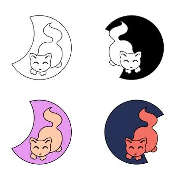 Vector set of cute pet logos, cartoon style Stock Illustration