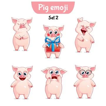 Vector set of cute pig characters. Stock-Illustration