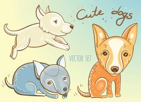 Vector set with cute puppies Stock Illustration