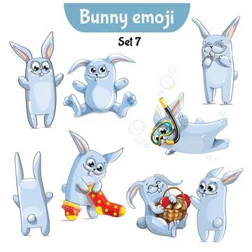 Vector set of cute rabbit characters. Stock Illustration
